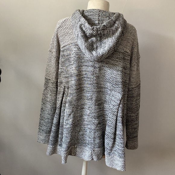 Free People Hoodie Sweater Zip Front Raw Seams Oversized Pleats Hood - Picture 3 of 9